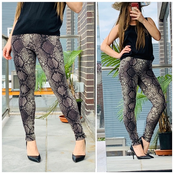 REBECCA TAYLOR Python Stretchy Snakeskin Pants Reptile Leggings - Picture 9 of 16